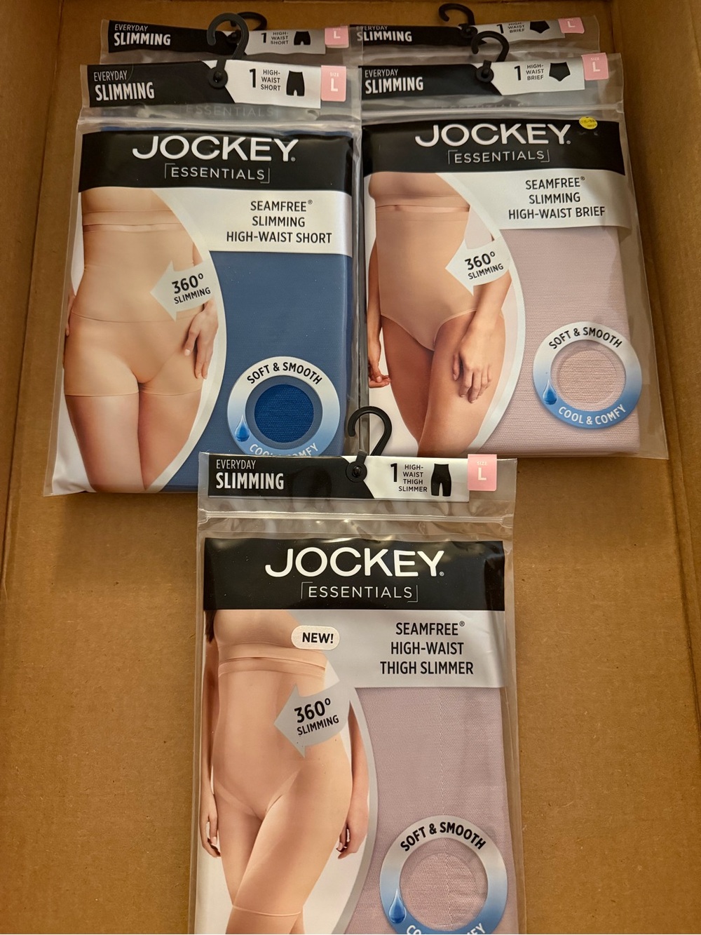 Jockey Seamfree Slimming High-Waist Briefs & Thigh Slimmer - Blue & Light Pink